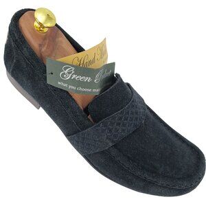 NEW Turk & Fillmore London Dress Shoes Black Suede Mens 12 Handmade Loafers UK